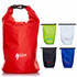 A red 10L dry bag featuring a logo, accompanied by smaller bags in black, blue, and white.