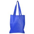 A blue shopping tote bag with a V gusset and two sturdy handles. Features a logo.