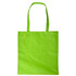 A bright green shopping tote bag with a V gusset and sturdy handles. It features a logo.