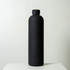 A drink bottle with a sleek black matte finish, featuring a cylindrical design and a screw-on cap.