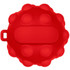 A red popper ball with a textured surface and a handle, designed for stress relief and play.