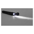 A black stylus pen with a built-in flashlight, emitting a bright beam of light. It features a detachable cap.