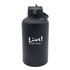 A drink bottle in matte black with a handle and a logo on the front. It has a capacity of 1.8 litres.