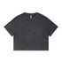 A heavy cropped top in stone wash black with a relaxed fit and short sleeves. Features a logo.