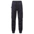 Lightweight drawstring pants in navy blue, featuring side pockets and a logo on the waistband.