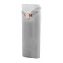 A white bandage case with a flip-top lid, designed to hold adhesive bandages securely inside.