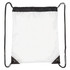 A clear drawstring backpack with black accents and corners, featuring adjustable straps and a simple design.