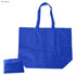 A royal blue foldaway shopping bag with shoulder straps and a matching pouch for storage. Features a logo.