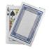 A classic playing card featuring a queen of spades design on the front and a blue patterned back.