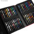 A Pen Sample Folder featuring various pens in multiple colours displayed on black inserts, with a logo present.