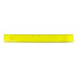 A bright yellow PVC soft plastic ruler with metric measurements and a logo.