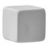 A grey cube rubber eraser with a smooth surface. The product has a branding logo on one side.
