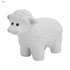 A white sheep figurine with a textured surface and black eyes, part of the "Stress Sheep" product line.