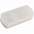 A travel pill box in a translucent white colour, featuring a simple, rounded design and a logo.