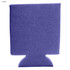 A purple foam stubby cooler with a flat design and a base for holding drinks. It has branding on the surface.