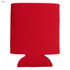 A drink bottle cooler in red, made of foam with a base cutout, featuring a logo.