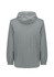 A light grey unisex packable rain jacket with a hood and elastic cuffs, featuring a logo on the back.