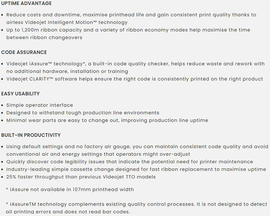 Videojet DataFlex 6530 TTO Printer