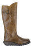 Fly London Mol 2 Womens Zip-Up Leather Wedged Knee High Leg Boots
