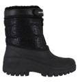 GroundWork Womens Mucker Stable Yard Winter Snow Zip Up/Touch Fasten Boots Wellies, black waterproof winter boots with lace and touch fasten closure, featuring a lace overlay design and rugged sole for durability and grip.