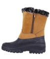 GroundWork Women's Mucker Stable Yard Winter Snow Zip Up/Touch Fasten Boots Wellies, tan winter snow boots with a rubber sole, zip fastening, and faux fur lining.