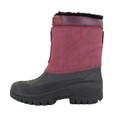 GroundWork Womens Mucker Stable Yard Winter Snow Zip Up/Touch Fasten Boots Wellies, pink waterproof boots with black rubber soles and fleece lining for cold weather