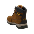 DeWalt Titanium Mens Leather S3 WR Safety Steel Toe Lace Up Boots, rugged brown work boots with steel toe, black padded collar, and slip-resistant sole for safety and durability.