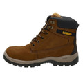DeWalt Titanium Mens Leather S3 WR Safety Steel Toe Lace Up Boots, brown work boots with black padded collar and durable leather construction.