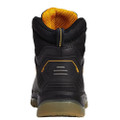 DeWalt Newark Mens SRA S3 WaterProof Safety Steel Toe Lace Up Boots, rear view of black waterproof safety boots with yellow interior lining and rugged sole.