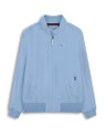 Lambretta Mens ShowerProof Classic Harrington MOD Scooter Jacket Coat, light blue casual men's jacket with front zipper, stand collar, and buttoned pockets.
