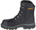 Caterpillar Premier 8 TX Mens Composite Toe/Midsole Water-Resistant Work Boots, black rugged safety work boot with alloy eyelets, side zipper, and cushioned ankle support.