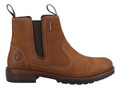 Cotswold Laverton Womens Waterproof Classic Pull On Leather Ankle Boots, tan leather ankle boots with pull-on style and slip-resistant sole.