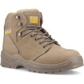 Caterpillar Striver Mens/Womens Safety Steel Toe/Midsole S3 Work Boots, tan-colored safety work boots with sturdy construction, steel toe cap, and rugged sole for industrial safety.