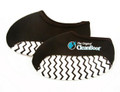 The Original Clean Boot, reusable shoe covers overshoe with black upper and white zigzag patterned sole, designed to protect shoes and floors.