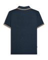 Lambretta Mens Casual Classic Twin Tipped MOD SKA Polo Shirt, navy blue polo shirt with striped collar and sleeve details