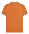 Lambretta Mens Casual Classic Twin Tipped MOD SKA Polo Shirt, orange polo shirt with blue and grey striped collar and sleeve accents.