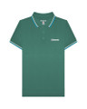 Lambretta Mens Casual Classic Twin Tipped MOD SKA Polo Shirt, green polo shirt with twin white and blue striped tipping on collar and sleeves.