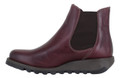 Fly London Salv Womens Wedged Heeled Chelsea Leather Ankle Boots, Burgundy leather ankle boots with elastic side panels and a rugged wedge sole.