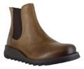 Fly London Salv Women's Wedge Heeled Chelsea Leather Ankle Boots, brown leather ankle boots with a slip-on Chelsea style and a wedge heel.