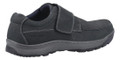 Hush Puppies Casper Mens Touch Fasten Slip On Smart Leather Shoes, black leather slip-on with adjustable touch fasten strap and cushioned sole.