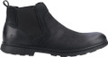 Hush Puppies Tyrone Mens Leather Smart Casual Dealer Chelsea Boots, black leather ankle boots with elastic side panels for easy slip-on design.