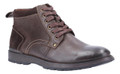 Hush Puppies Dean Mens Leather Smart Casual Chukka Ankle Boots, brown leather ankle boots with lace-up design and cushioned soles.