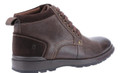 Hush Puppies Dean Mens Leather Smart Casual Chukka Ankle Boots, brown leather ankle boots with a lace-up design, cushioned collar, and rugged outsole.