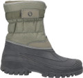 Cotswold Chase Mens Stable Yard Winter Snow Zip Boots Wellies, rugged waterproof winter boots with a two-tone design featuring a dark grey base and a light grey padded upper with a zip closure.