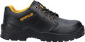 Caterpillar Striver Low Mens Safety Steel Toe/Midsole S3 Work Shoes, black safety shoes with yellow interior and laces, designed for durable and protective footwear.