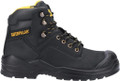 Caterpillar Striver Bump Cap Mens Safety Steel Toe/Midsole S3 Boots, black and yellow safety work boot with steel toe, midsole protection, and rugged sole for industrial and construction work.