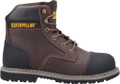 Caterpillar PowerPlant Bump Cap Mens Steel Toe/Midsole S3 Safety Boots, durable leather work boots with steel toe and midsole for safety.