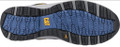 Caterpillar Elmore Mens Safety Steel Toe/Midsole S1P Work Trainers, close-up view of the shoe sole showing black and blue slip-resistant tread pattern with Caterpillar logo.
