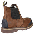 Amblers Safety Amblers FS225 Mens Dealer Pull On Steel Toe/Midsole S3 Work Boots, brown leather safety boots with steel toe cap, durable sole, and slip-resistant tread for industrial work environments.