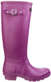 Cotswold Sandringham Womens Classic Rubber Tall Wellington Wellies, vibrant purple rubber rain boots with buckle detail and sturdy sole.